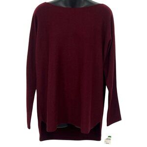 Charter Club Women Large L Luxury 100% Cashmere Burgundy Long-Sleeve Sweater New